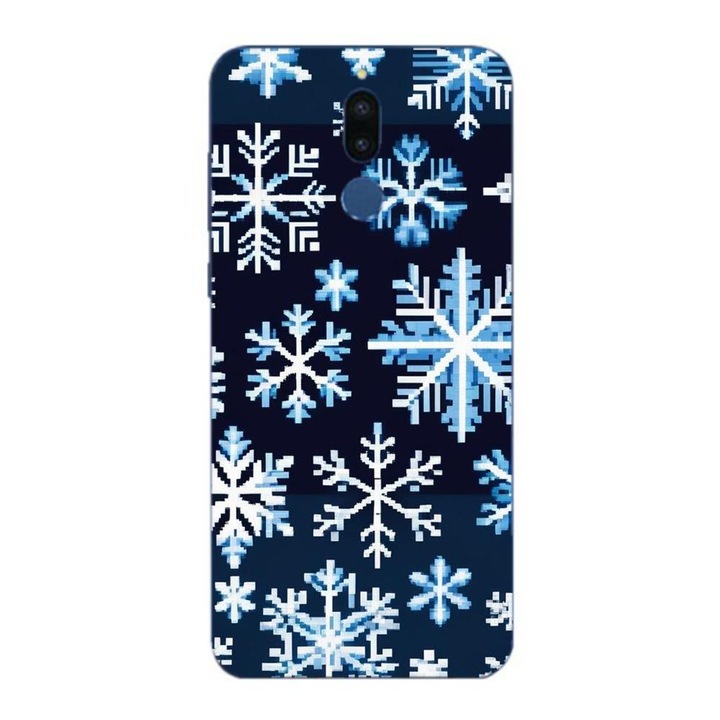 Husa compatibila cu Huawei Mate 10 Lite Silicon Gel Tpu Model Pixel Art Snowflakes