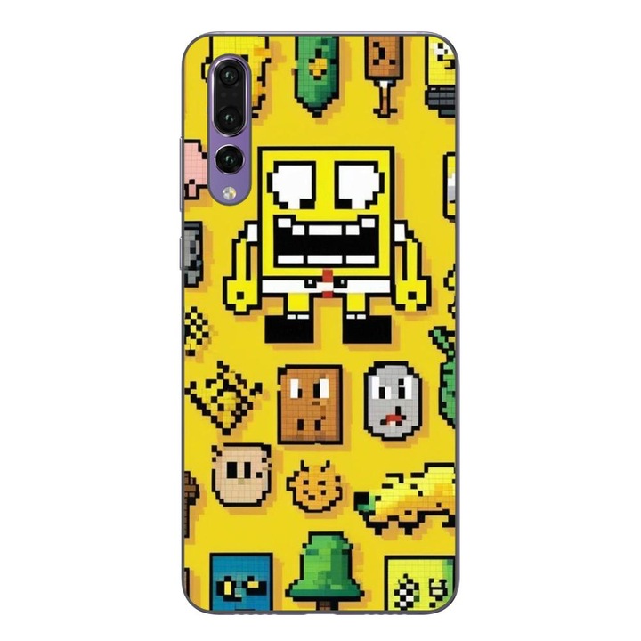 Кейс съвместим с Huawei P20 Pro Silicon Gel Tpu Модел Pixel Art Spongebob