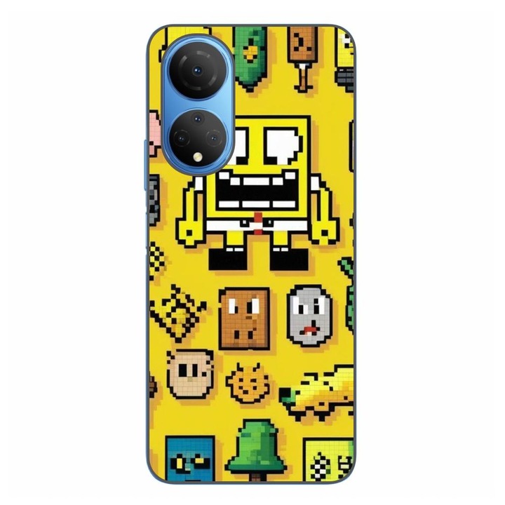 Husa compatibila cu Honor X7 Silicon Gel Tpu Model Pixel Art Spongebob