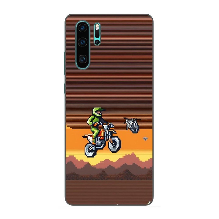 Husa compatibila cu Huawei P30 Pro Silicon Gel Tpu Model Pixel Art Motorcross