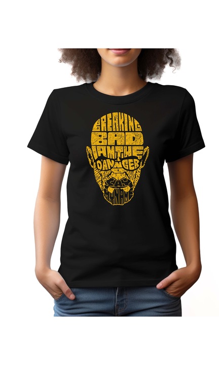 Bestcase Női mintás póló, Breaking Bad, pamut, Kerek nyakú, NF590, Fekete