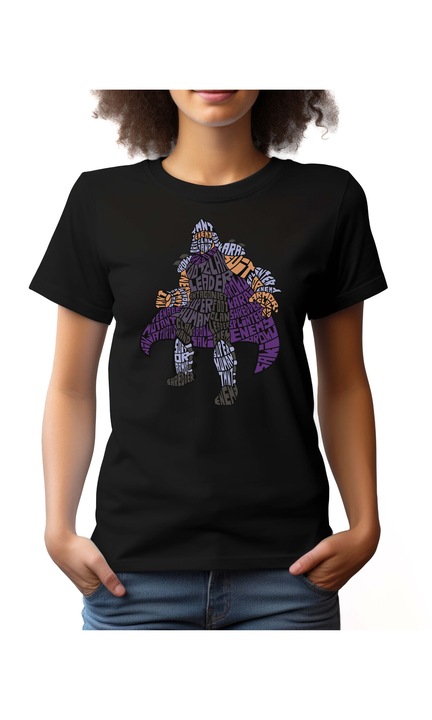 Bestcase Női mintás póló, Foot Clan Leader, pamut, Kerek nyakú, NF600, Fekete