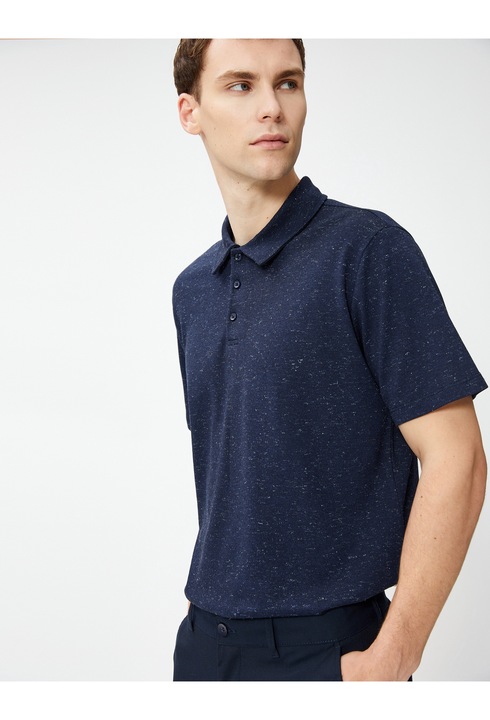 KOTON, Tricou polo uni din amestec de bumbac, Bleumarin, 2XL