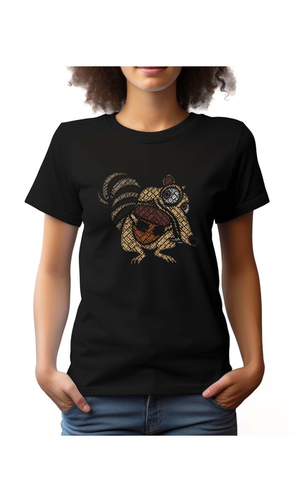 Bestcase Női mintás póló, Scrat, pamut, Kerek nyakú, NF651, Fekete