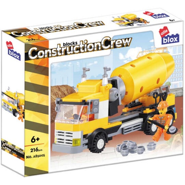 Set de Constructie Alle Blox, 216 Piese, Betoniera, 6+, 34x26.5x5.5cm