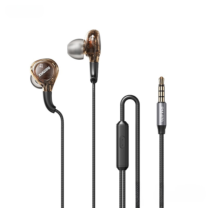Casti cu fir, in-ear, izolare zgomot, microfon, HIFI, negru