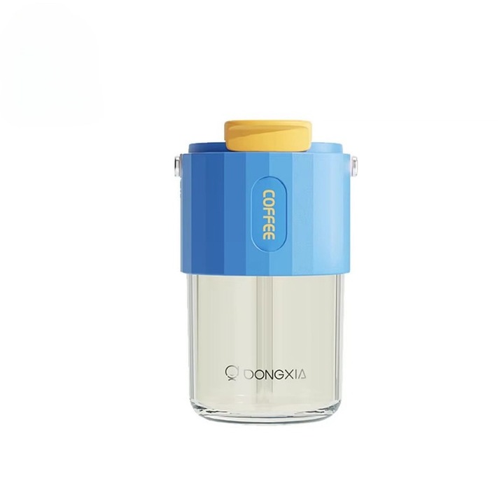 Cana termos portabila cu pai, rezistenta la temperaturi -20~110°C, albastru, pentru birou si calatorii