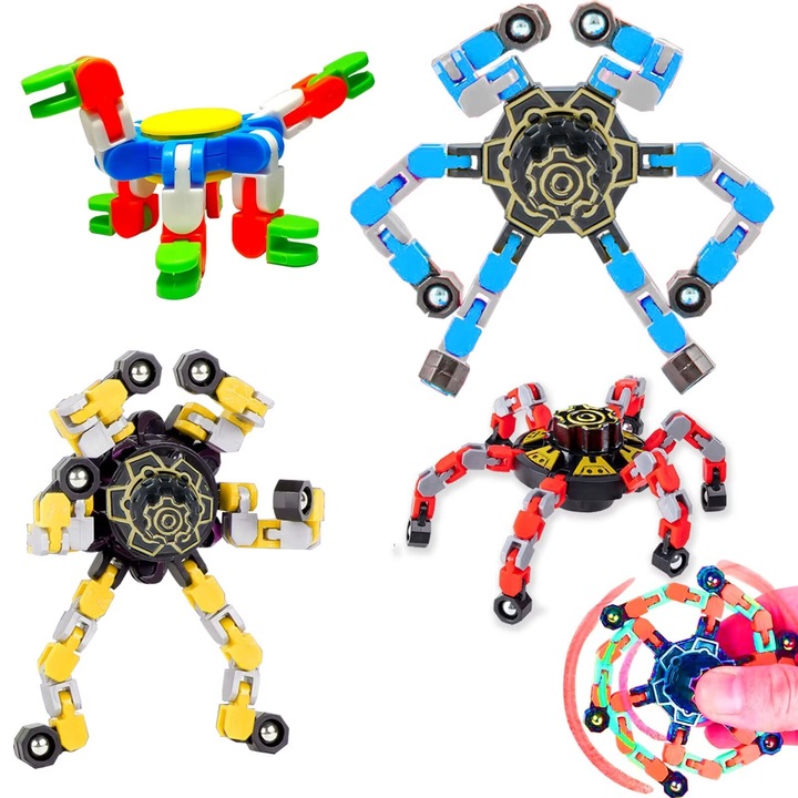 Jucarii-Copii Senzoriala-Antistres Fidget-Spinner Puzzle-Blocuri Constructie-Creativ Jocuri-Jucarie - 3 Set Luminoase Jocuri Constructie Educativ si Creativ decompresie Copii Jucarii Pop It Jucarii Pentru Craciun Ziua de nastere Vacanta, Color