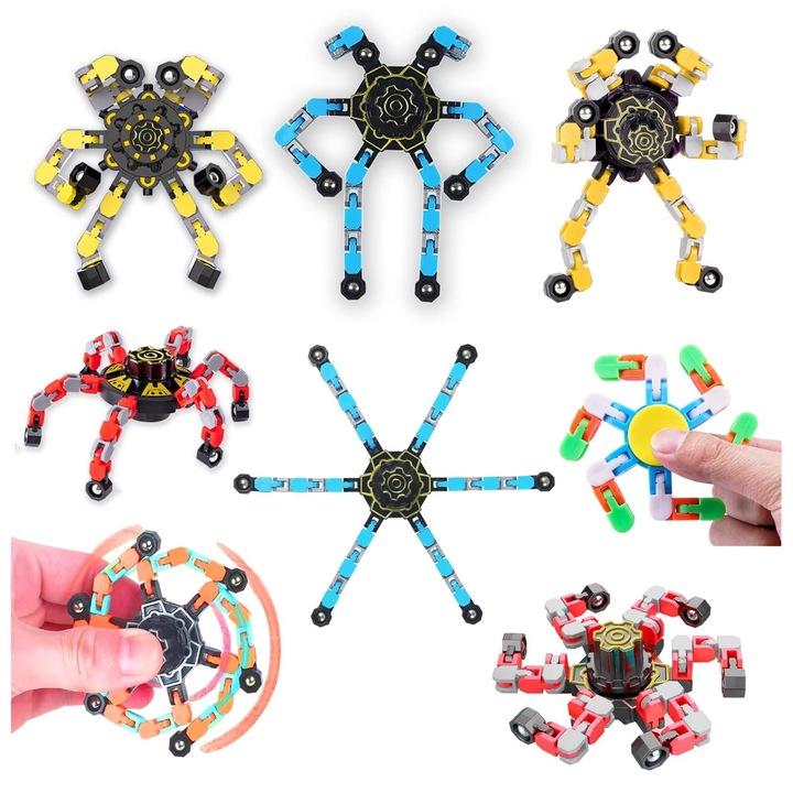 Jucarie Copii Set Fidget Spinner, Senzoriala Antistres decompresie Copii Jucarii Fidget, Puzzle Blocuri Constructie Educativ si Creativ Jocuri Jucarie, Flippy Pop It Jucarii Set Pentru Copii Craciun Sarbatori Ziua de Nastere, 7 Jucarie, Multicolor, LEGO