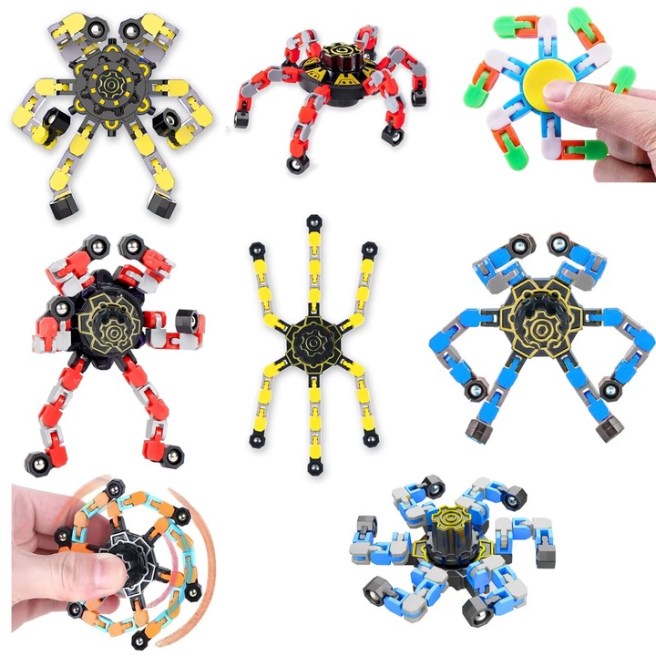 Jucarie Copii Set Fidget Spinner, Senzoriala Antistres decompresie Copii Jucarii Fidget, Puzzle Blocuri Constructie Educativ si Creativ Jocuri Jucarie, Flippy Pop It J Set ucarii Pentru Copii Craciun Sarbatori Ziua de Nastere, 7Set, Multicolor, Spider-Man