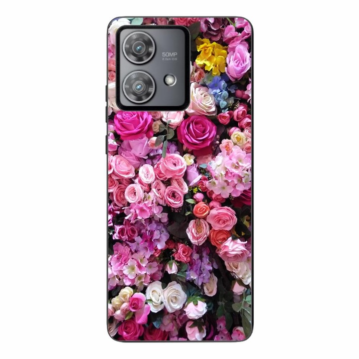 Husa compatibila cu Motorola Edge 40 Neo Silicon Gel Tpu Model Trandafiri Roz