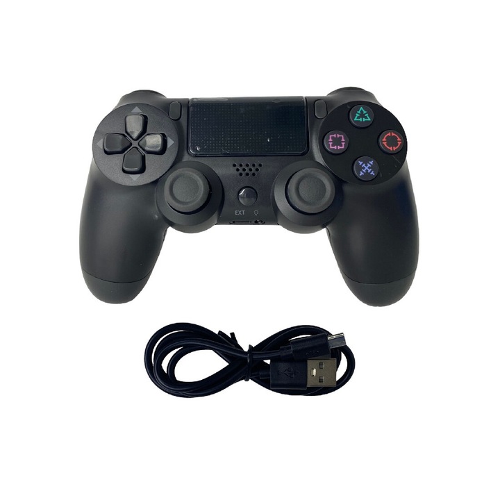Doubleshock vezeték nélküli kontroller, PS4, PS-TV és PS Now, SOROZATKOMpatibilis, rezgéssel, töltőkábellel, fekete, HAPPY JOKER®