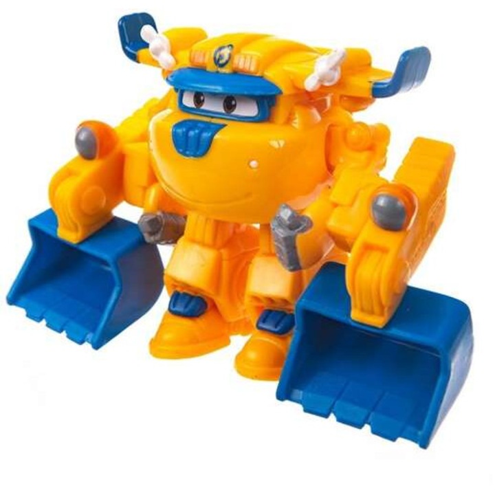 Фигурка Alpha Group, Super Wings, трансформиращ се самолет Дони, с мобилни елементи, синьо/жълто, 14x13x9,5 cm