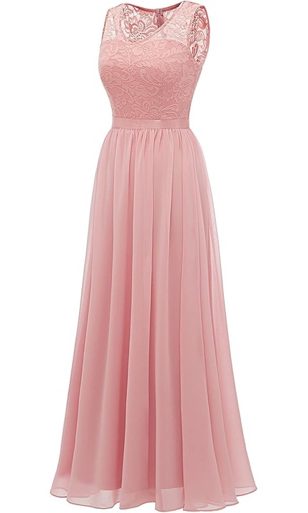 Rochie DRESSTELLS lunga din dantela, 49875, Roz/Roz pal