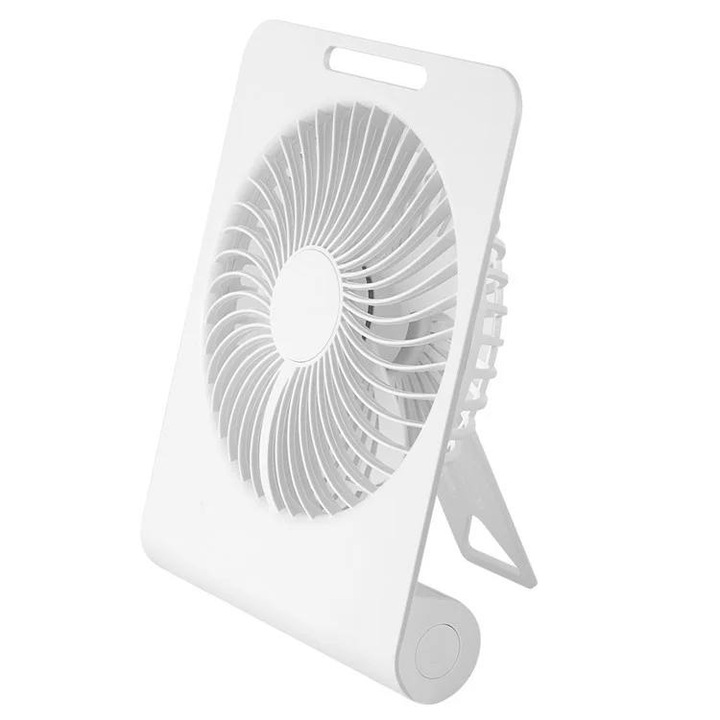 Mini Ventilator Portabil de Birou cu Baterie 1200mAh – USB Type-C, 3 Trepte, Alb – Ideal pentru Birou si Calatorii