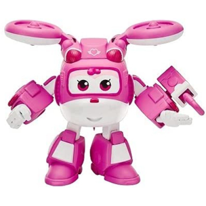 Фигурка Alpha Group, Super Wings, Dizzy Helicopter, с движещи се елементи, бяло/розово, 8см