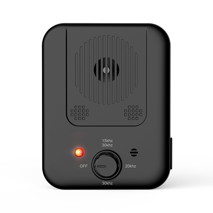 Dispozitiv calmare latrat ultrasonic profesional Rqiurpn, 3 moduri, de exterior si interior, pentru caini de talie mare, medie si mica, incarcare USB, negru