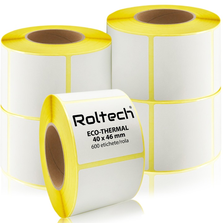 5 db ROLTECH® termikus címketekercs készlet, 40 x 46 mm, 600 címke/tekercs
