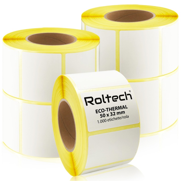 5 db ROLTECH termikus címketekercs készlet, 50 x 32 mm, 1000 címke/tekercs