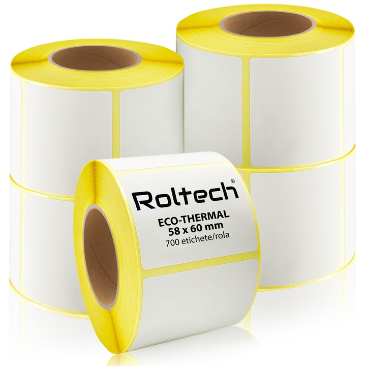 5 db ROLTECH® termikus címketekercs készlet, 58 x 60 mm, 700 címke/tekercs