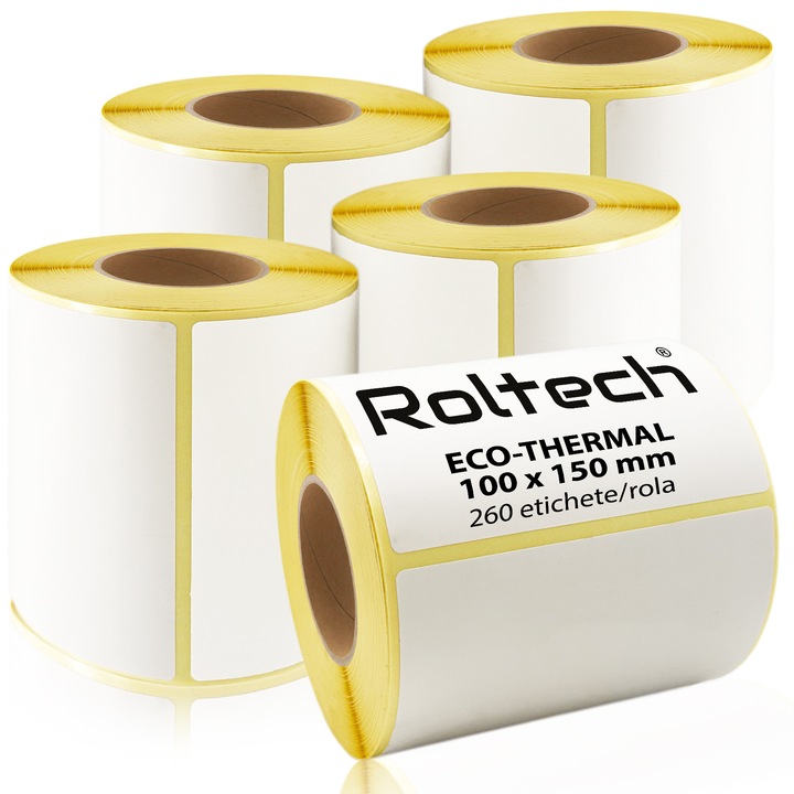 5 db ROLTECH® termikus címketekercs készlet, 100 x 150 mm, 260 címke/tekercs, AWB-hez