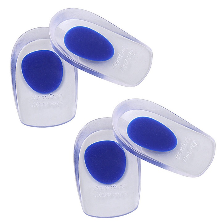 Set 2 perechi branturi, Silicon, Pentru calcai, Albastru/Transparent, S