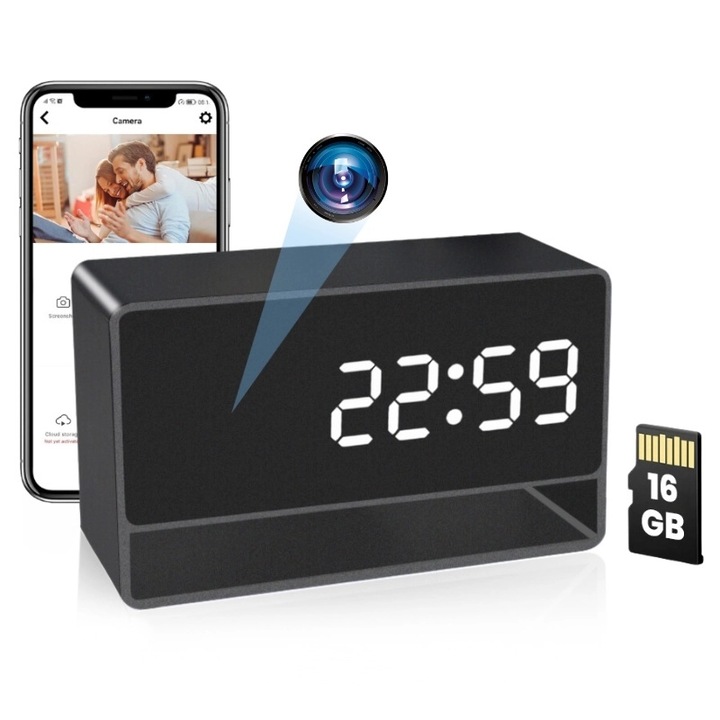 IUni IP27 Mini asztali kémkamera, 16 GB, Wi-Fi, 4K nézet, éjszakai látás, mozgásérzékelő