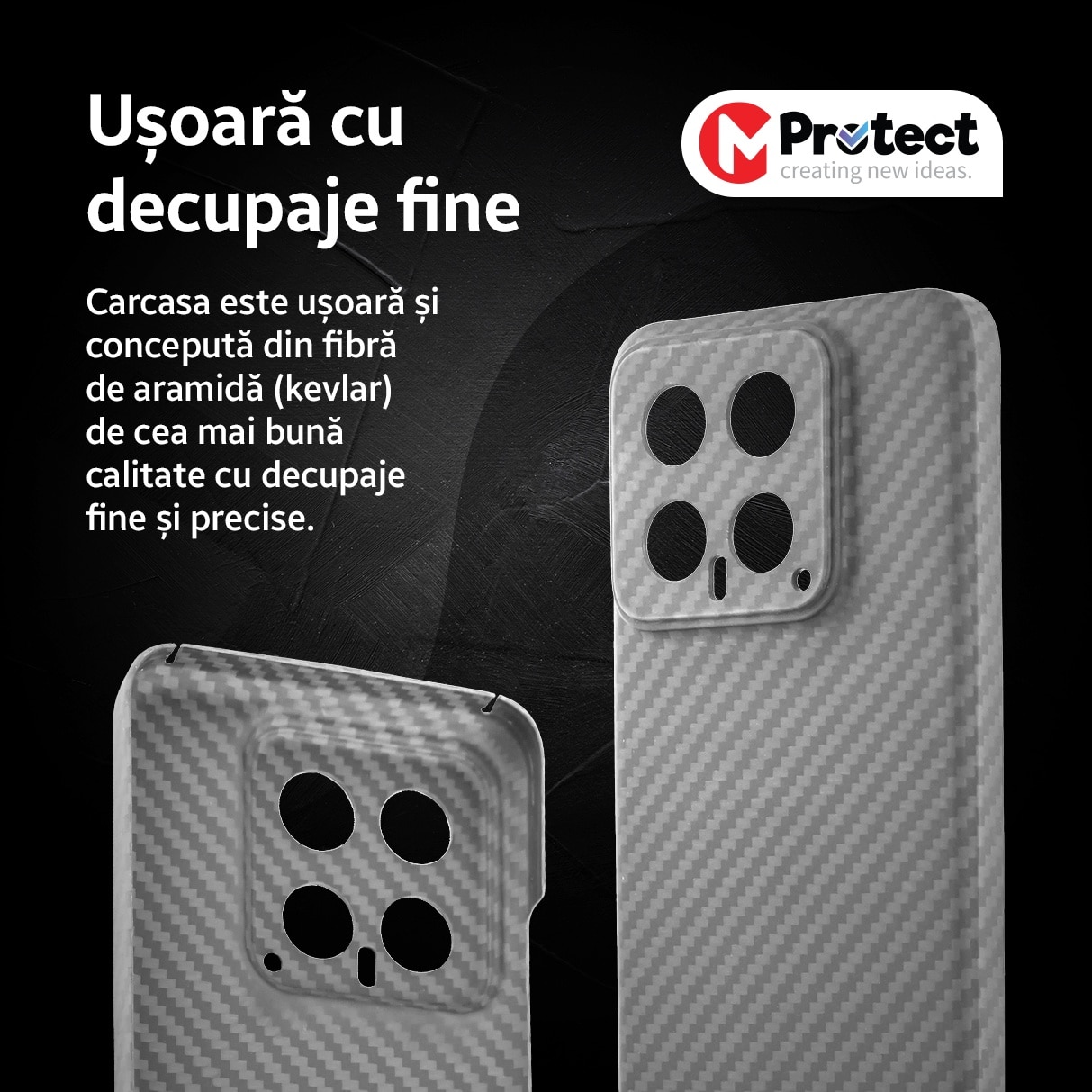 Husa de protectie Kevlar MProtect® Premium din fibra de aramida pentru Xiaomi 14, MagSafe, Antisoc, Protectie camera, Ultra Safe, Carbon