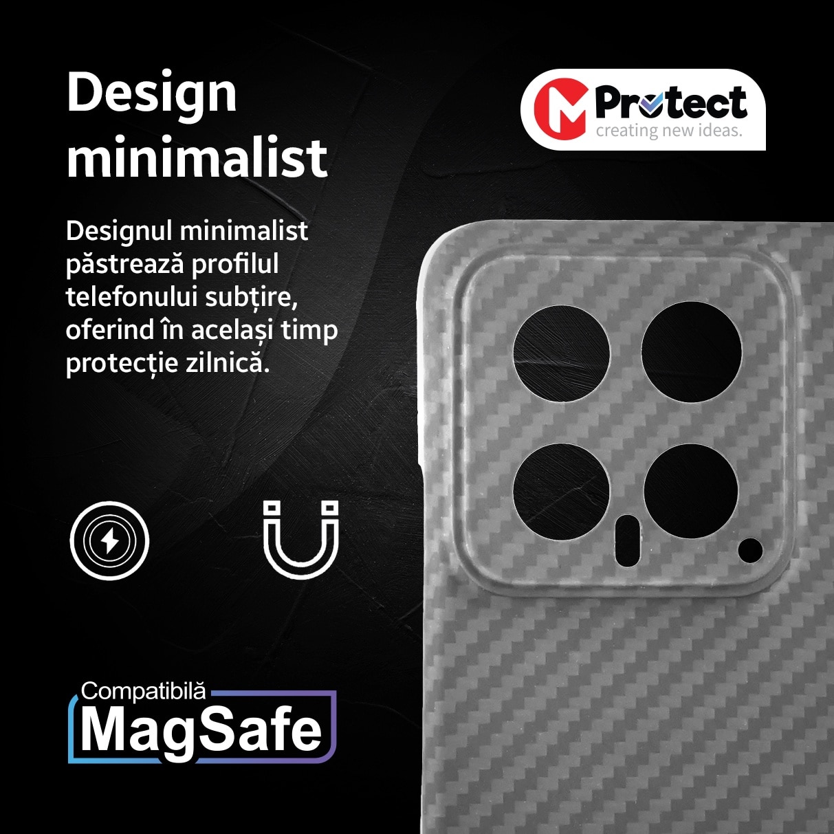 Husa de protectie Kevlar MProtect® Premium din fibra de aramida pentru Xiaomi 14, MagSafe, Antisoc, Protectie camera, Ultra Safe, Carbon