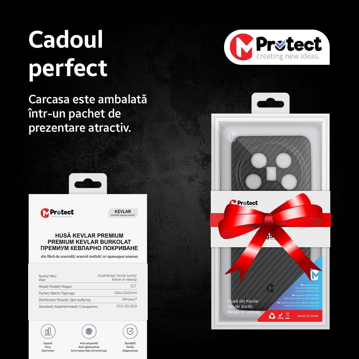 Husa de protectie Kevlar MProtect® Premium din fibra de aramida pentru Xiaomi 14 Ultra, MagSafe, Antisoc, Protectie camera, Ultra Safe, Carbon