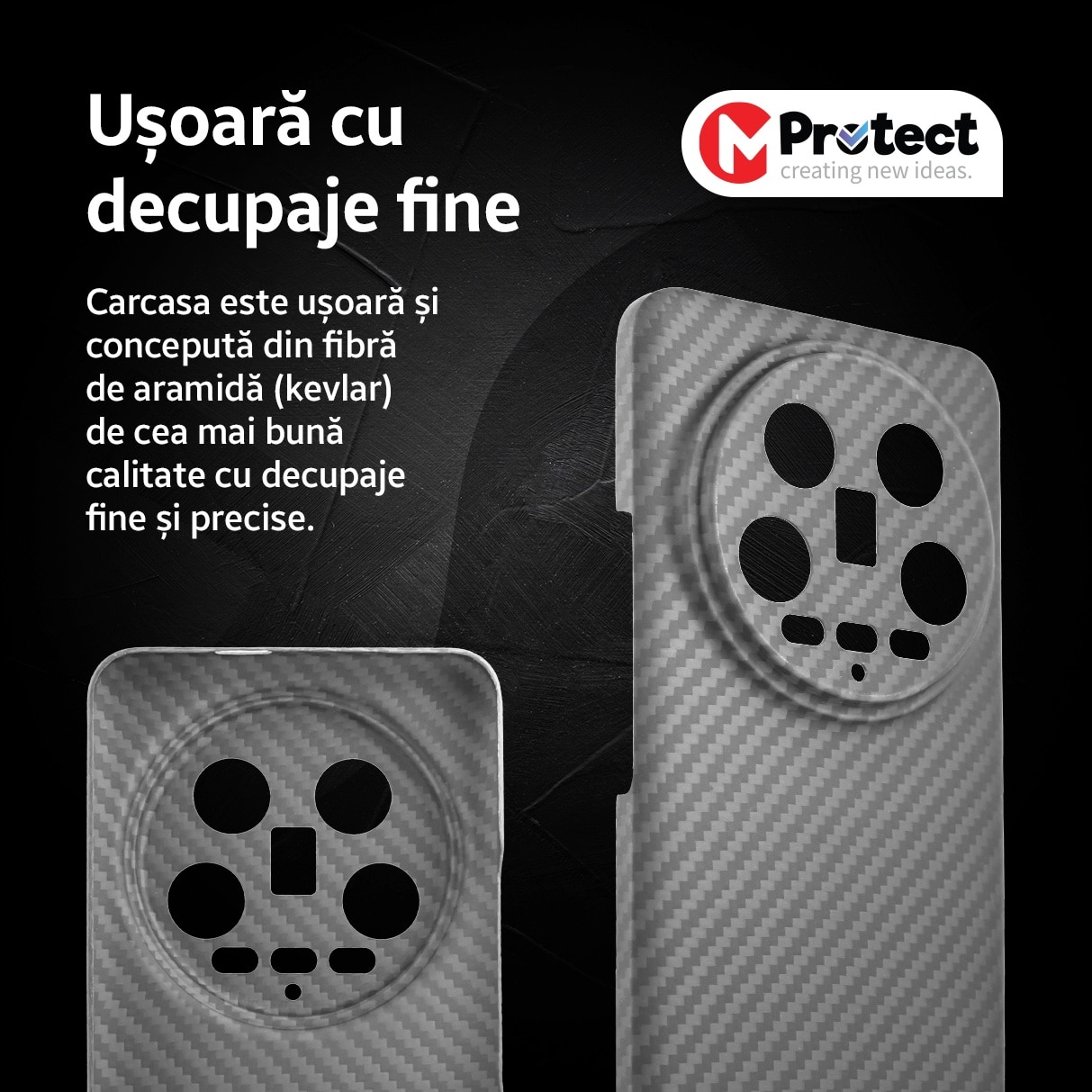 Husa de protectie Kevlar MProtect® Premium din fibra de aramida pentru Xiaomi 14 Ultra, MagSafe, Antisoc, Protectie camera, Ultra Safe, Carbon