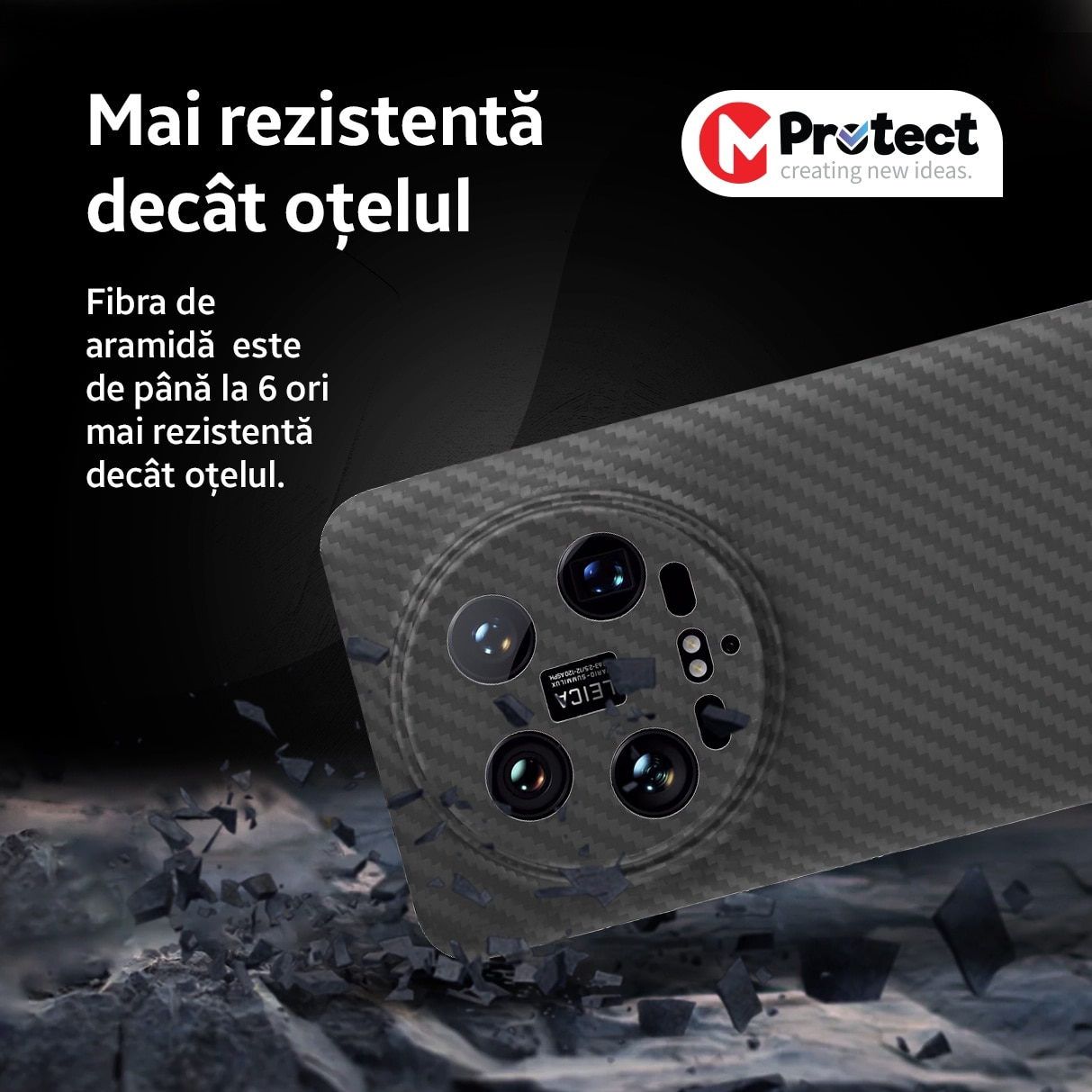 Husa de protectie Kevlar MProtect® Premium din fibra de aramida pentru Xiaomi 14 Ultra, MagSafe, Antisoc, Protectie camera, Ultra Safe, Carbon
