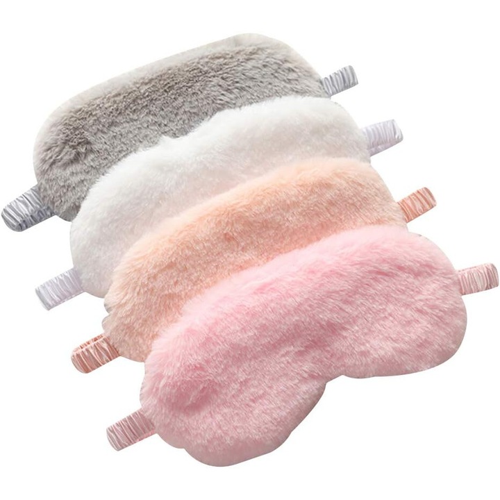 Set 4 Masti de somn pufoase, Material moale / Satin, 21 x 10 cm, Multicolor