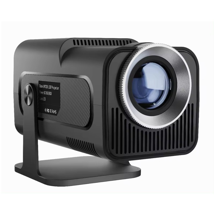 Videoproiector portabil Zadabso®, Wi-Fi 6, Bluetooth 5.0, Rezolutie FullHD 1920 x 1080, Suport 4K, 6500 Lumeni, 390 ANSI, cu Android 11, Conexiune HDMI, USB si Mirroring Android/IOS, Difuzor Integrat