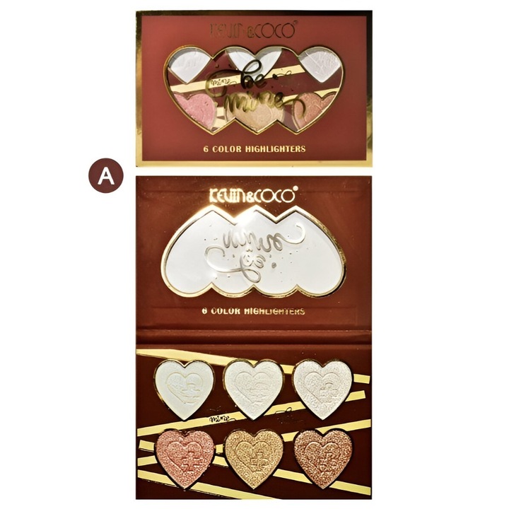 Палитра хайлайтъри, Flo 6 нюанса, Be Mine, топли цветове, правоъгълна, телесна