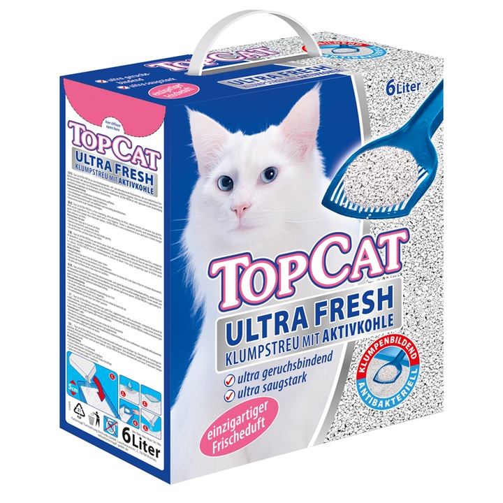 Asternut igienic pentru pisici Top Cat Ultra Fresh, Carbune activ, 6L