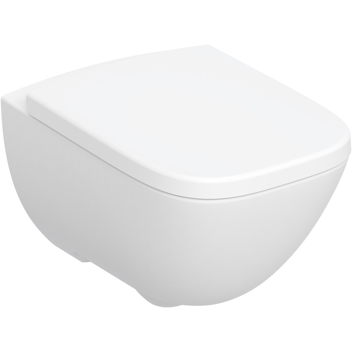 Set vas WC suspendat cu capac Geberit Selnova Square Premium 502.727.00.1 , spalare verticala, rimfree