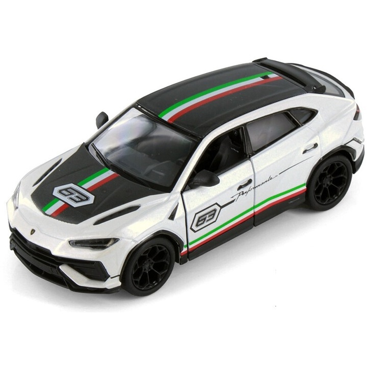 Lamborghini Urus Performante fém modell autó, Livery Edition, Kinsmart, méretarány 1:40, fehér