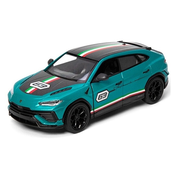 Lamborghini Urus Performante fém modell, Livery Edition, Kinsmart, méretarány 1:40, zöld