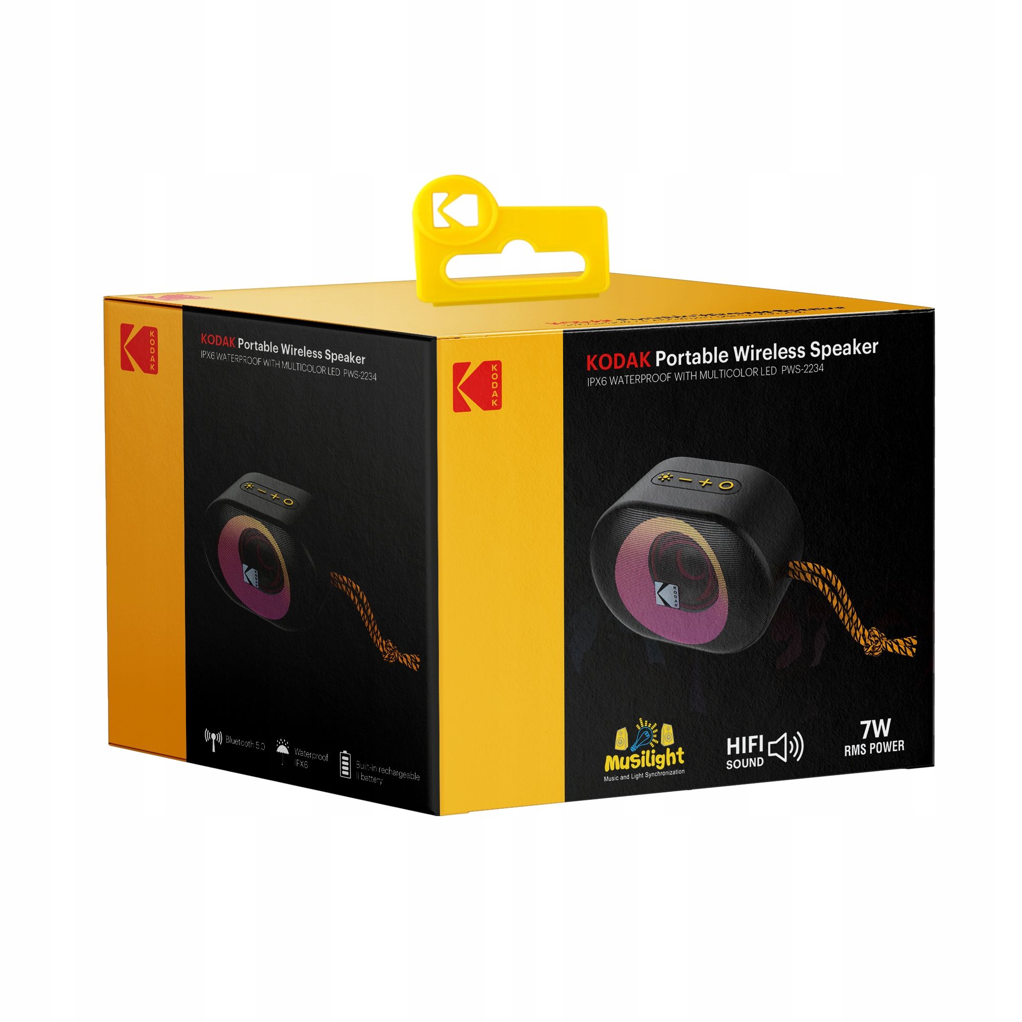 Boxa portabila, Bluetooth, HiFi, LED RGB, Impermeabil IPX6, TWS, Stereo, Kodak PWS-2234
