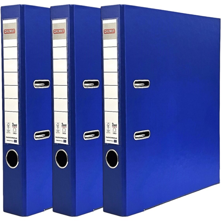 Комплект от 3 папки Delmet, A4, PP/хартия, FSC сертификат, 50 мм, Син
