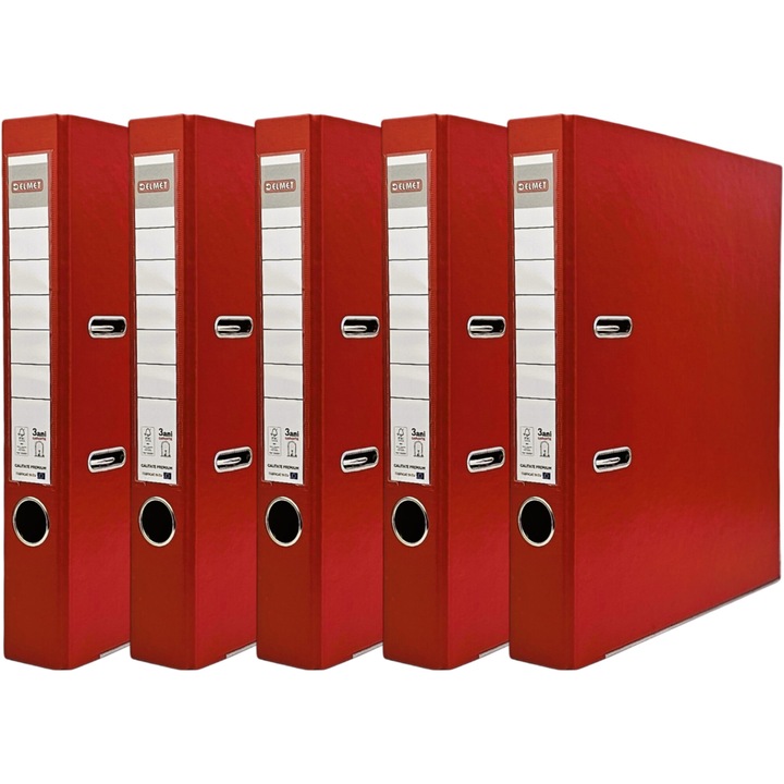 Комплект от 5 папки Delmet, A4, PP/хартия, FSC сертификат, 50 мм, Червен