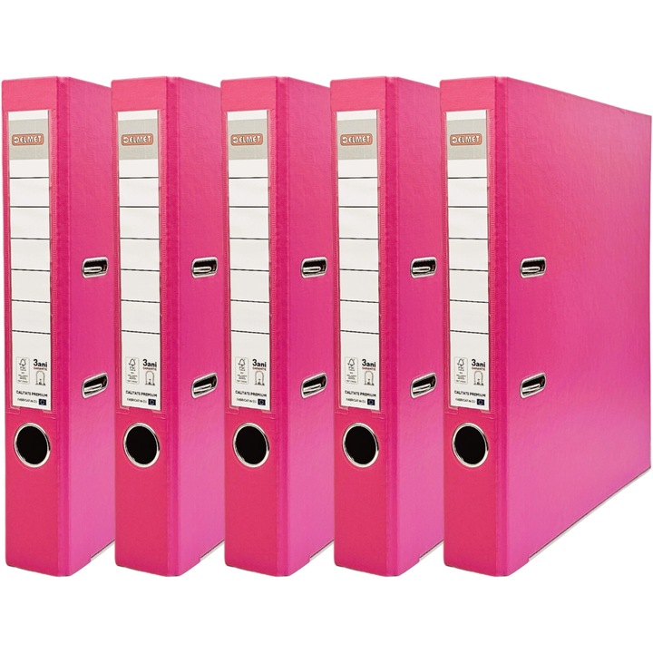 Комплект от 5 папки Delmet, A4, PP/хартия, FSC сертификат, 50 мм, Розов