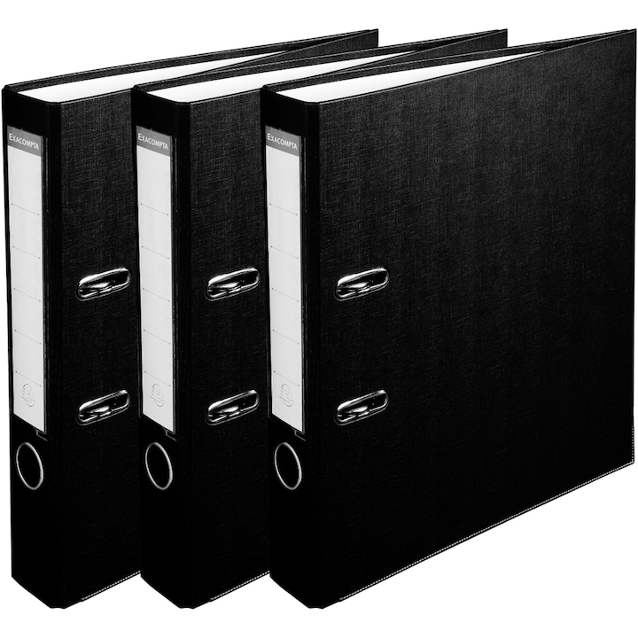 Комплект от 3 класьора Exacompta, A4, PP/хартия, FSC сертификат, 50 мм, Черен