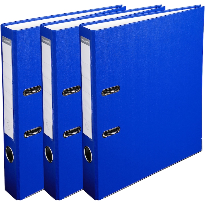 Комплект от 3 класьора Exacompta, A4, PP/хартия, FSC сертификат, 50 мм, Син