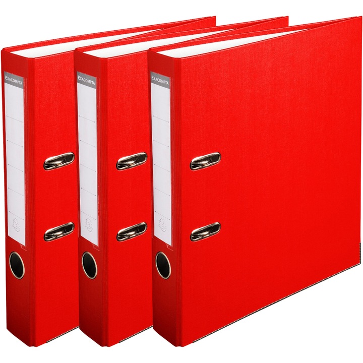Комплект от 3 класьора Exacompta, A4, PP/хартия, FSC сертификат, 50 мм, Червен