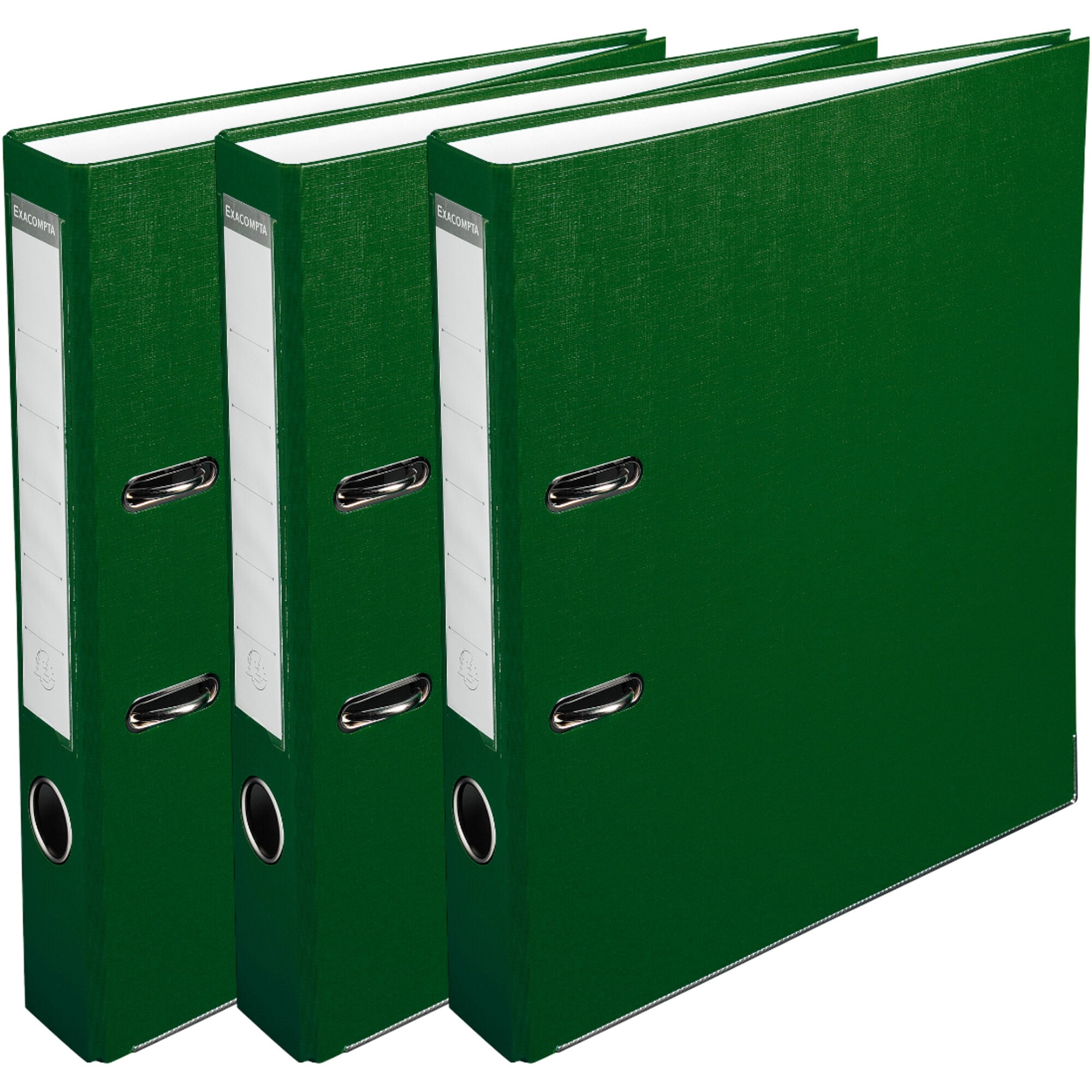 Set 3 bibliorafturi Exacompta, A4, PP/Hartie, certificare FSC, 50 mm, verde
