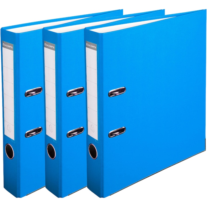 Комплект от 3 класьора Exacompta, A4, PP/хартия, FSC сертификат, 50 мм, Син