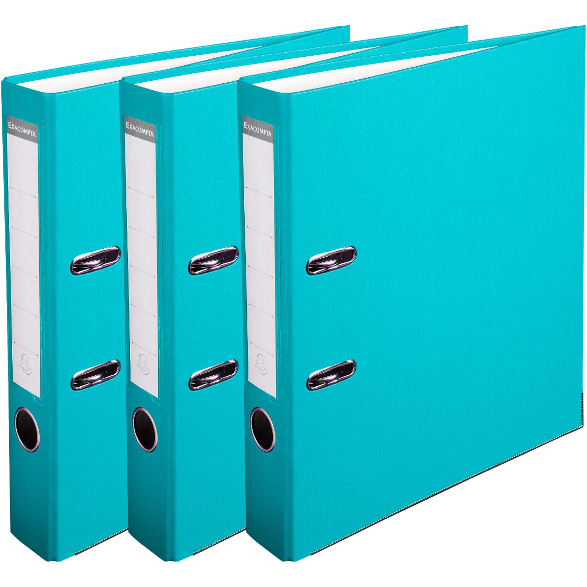 Set 3 bibliorafturi Exacompta, A4, PP/Hartie, certificare FSC, 50 mm, turquoise
