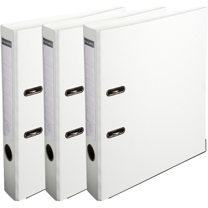 Комплект от 3 класьора Exacompta, A4, PP/хартия, FSC сертификат, 50 мм, Бял